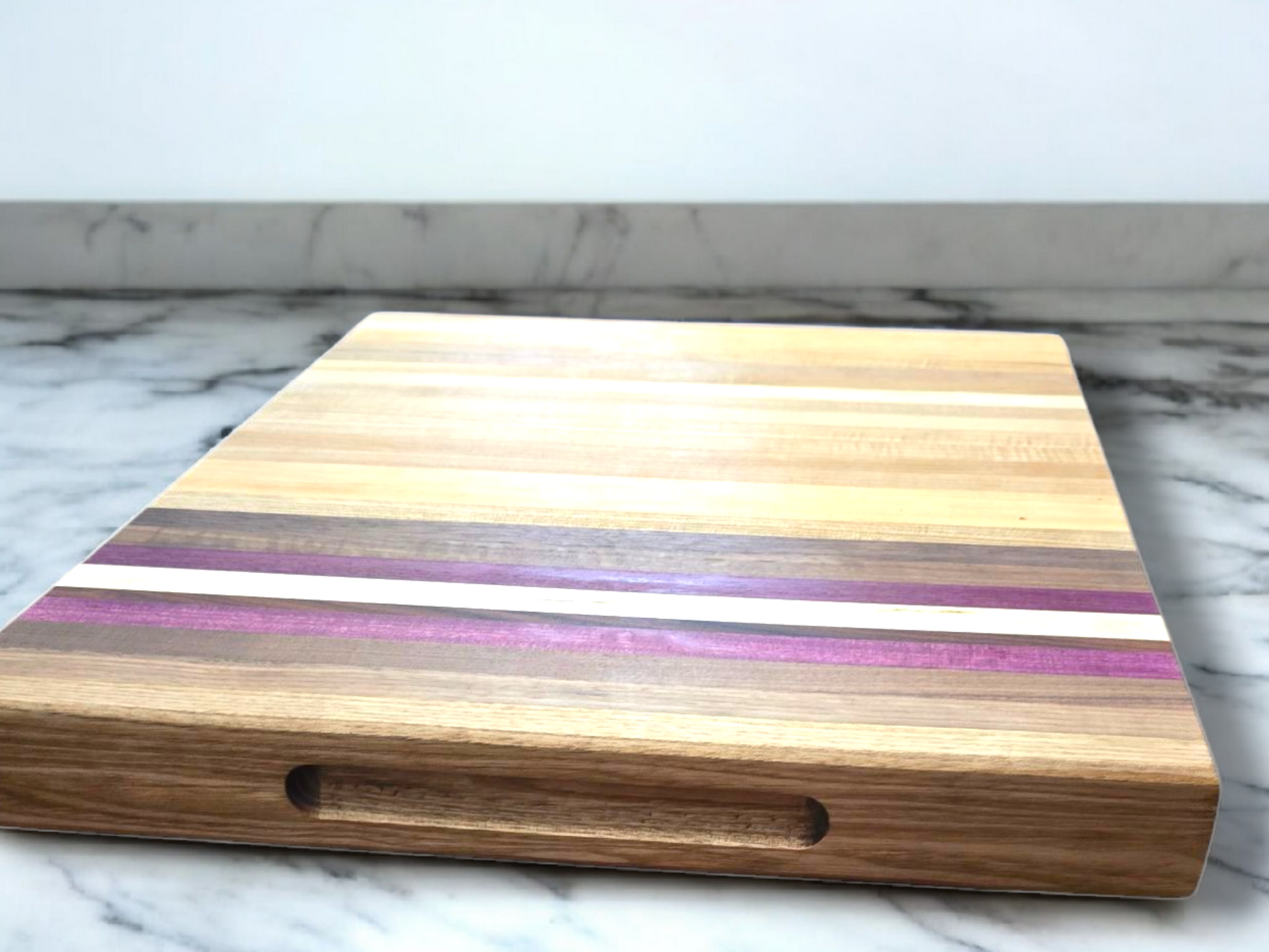 Veteran-owned brand luxury XL edge grain cutting board handcrafted from various hardwoods