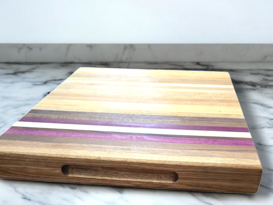 Veteran-owned brand luxury XL edge grain cutting board handcrafted from various hardwoods