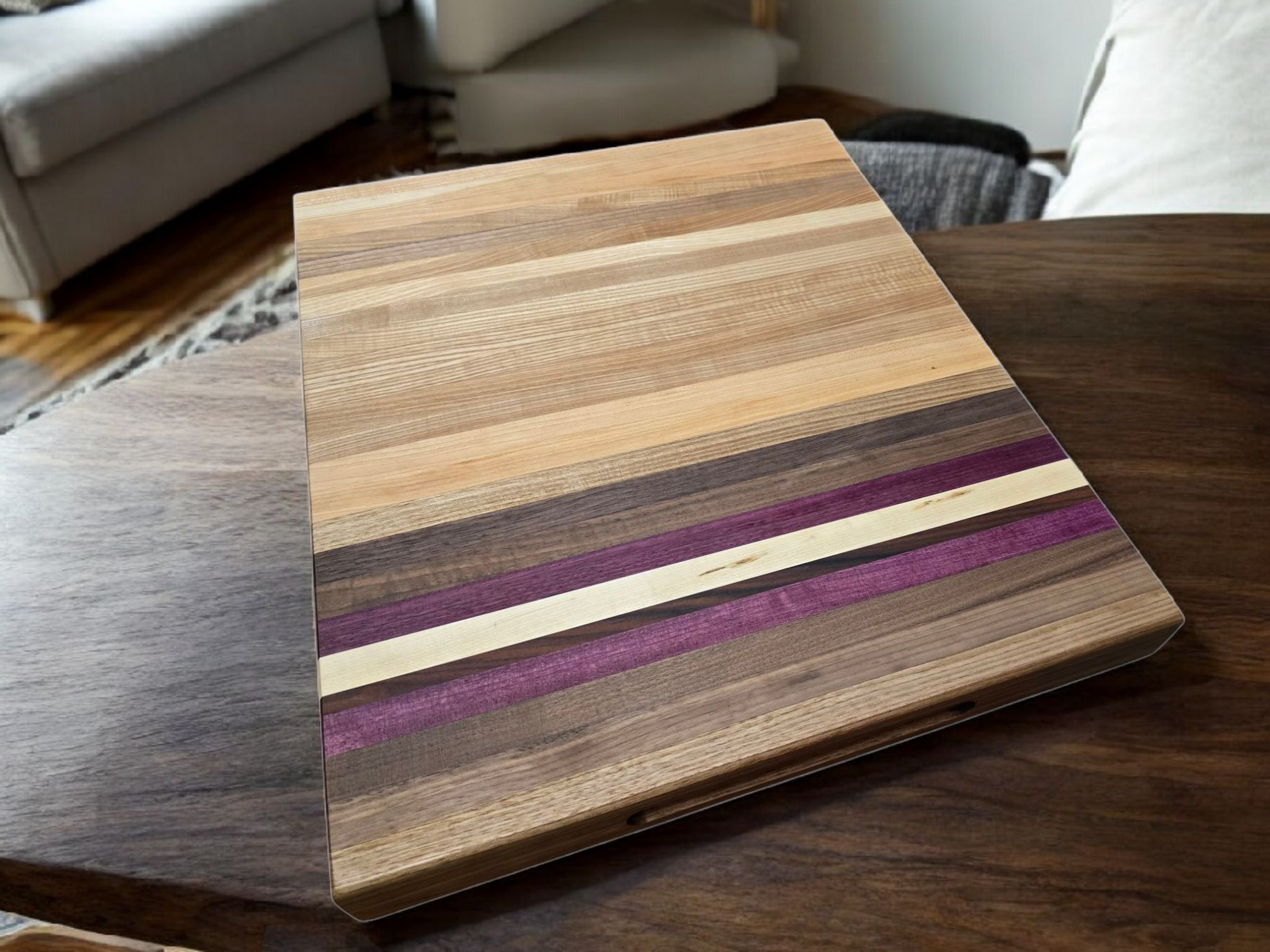 Veteran-owned brand luxury XL edge grain cutting board handcrafted from various hardwoods