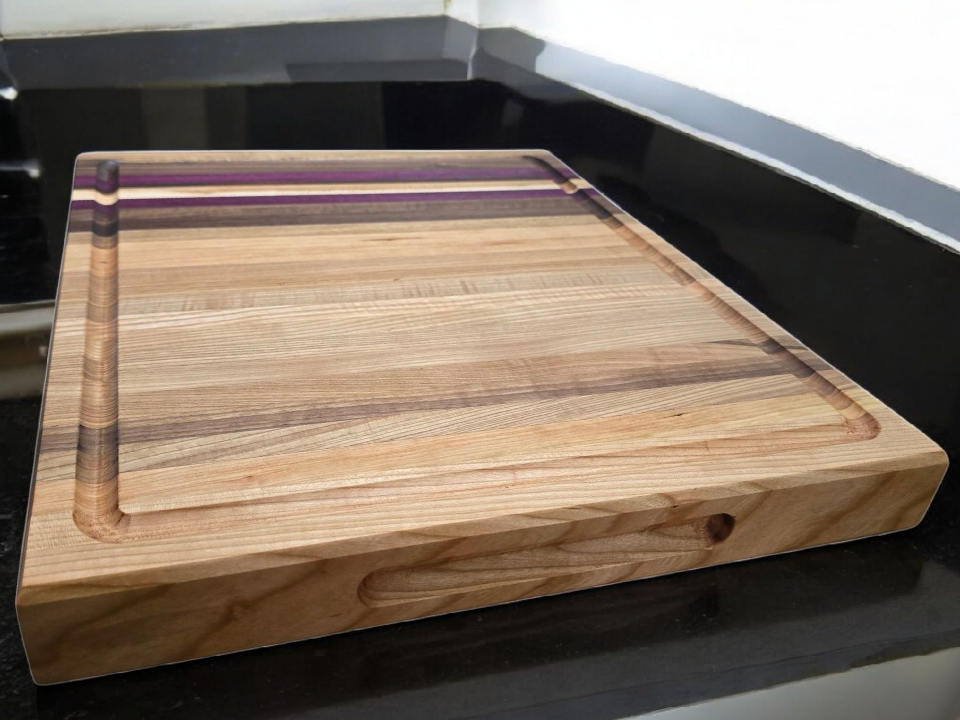 Veteran-owned brand luxury XL edge grain cutting board handcrafted from various hardwoods