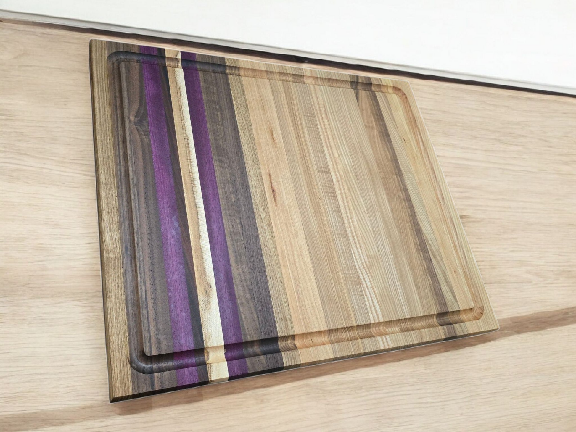 Veteran-owned brand luxury XL edge grain cutting board handcrafted from various hardwoods