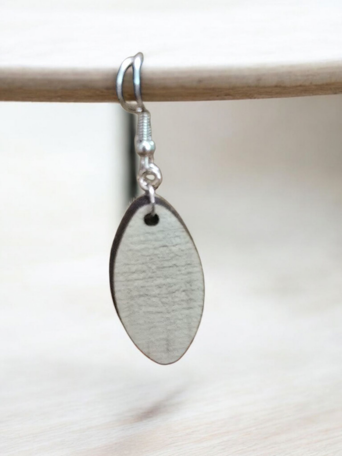 Handcrafted wooden earrings.