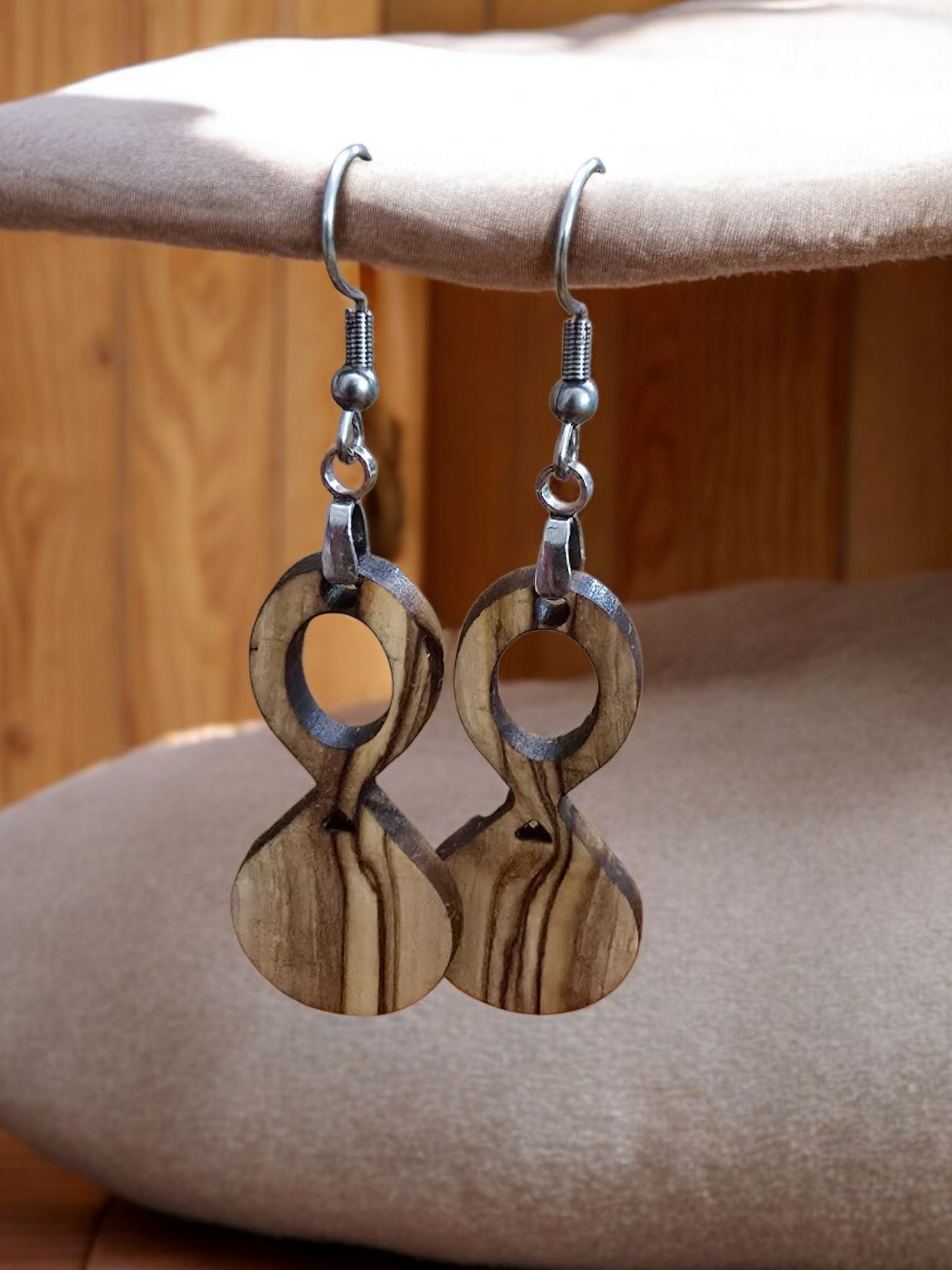 Handmade exotic wood earrings crafted by a veteran-owned small business.