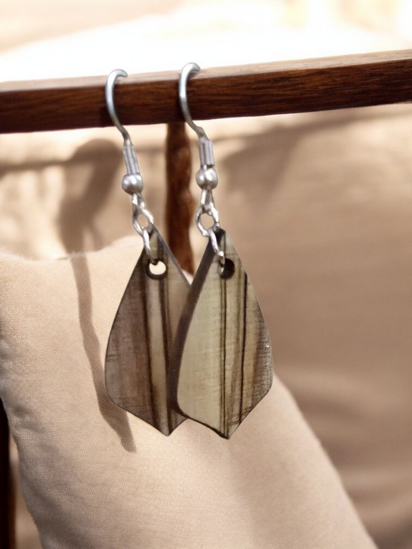 Handmade exotic wood earrings crafted by a veteran-owned small business.