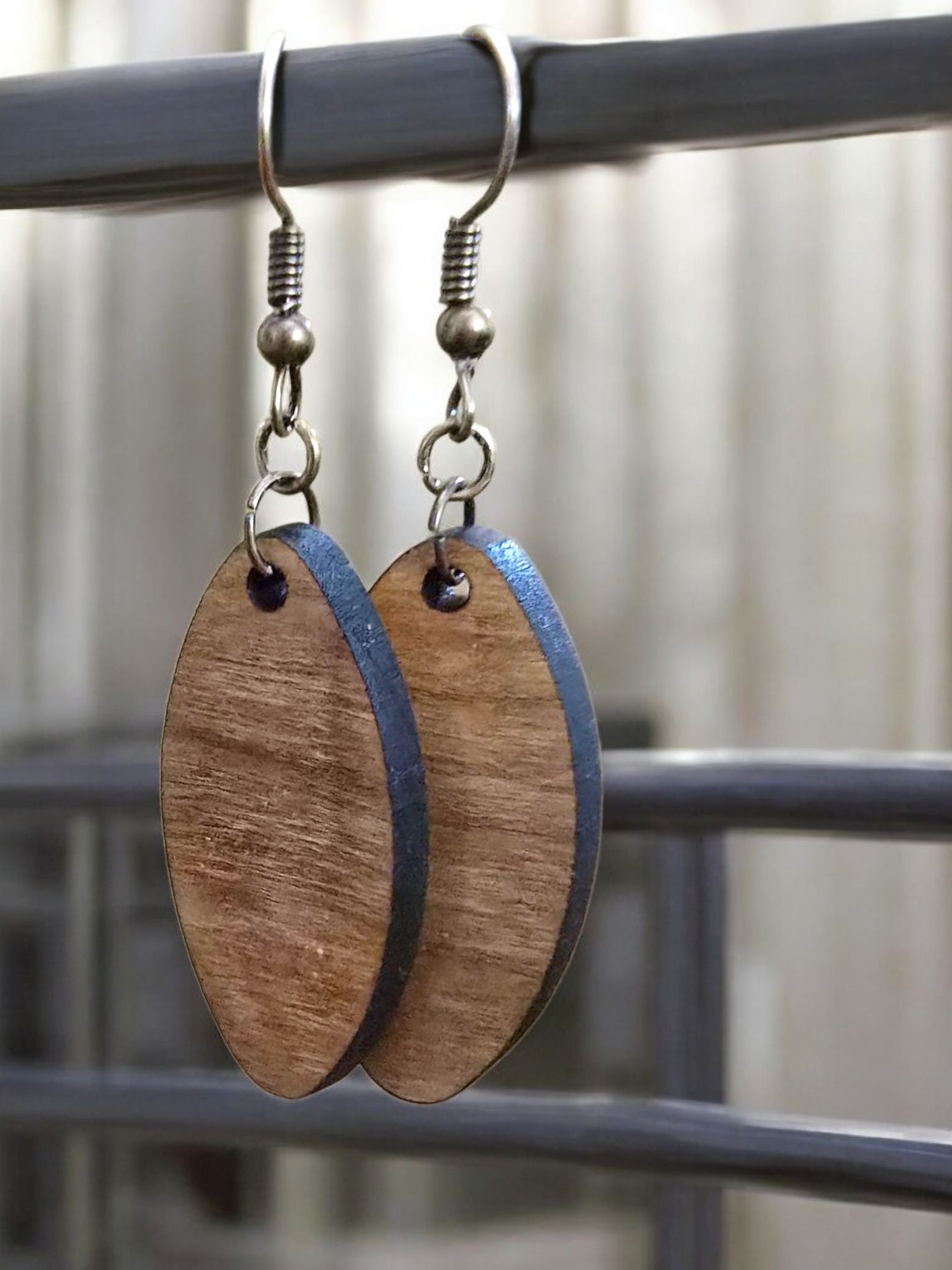 Handmade exotic wood earrings crafted by a veteran-owned small business.