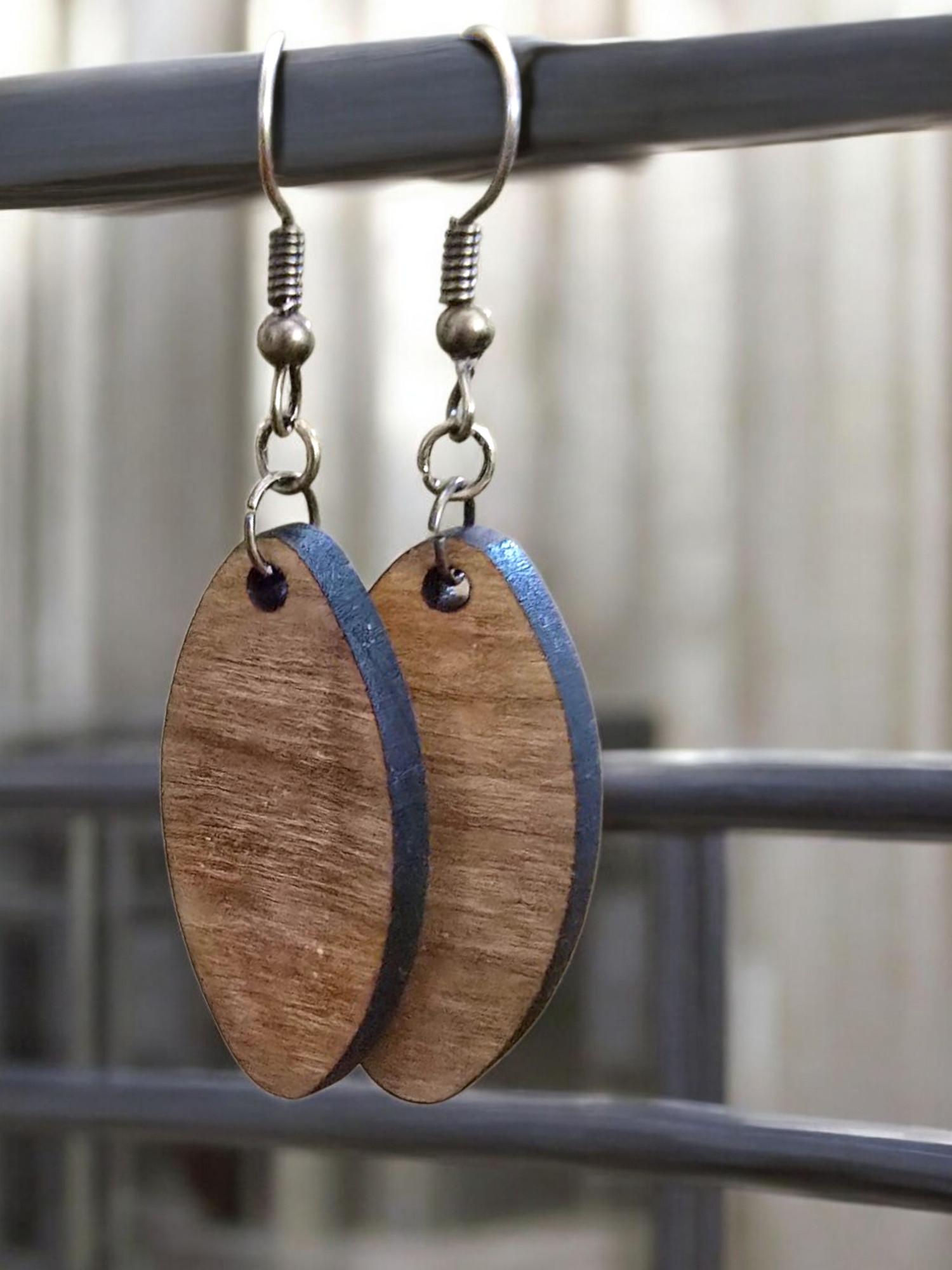 Handmade exotic wood earrings crafted by a veteran-owned small business.
