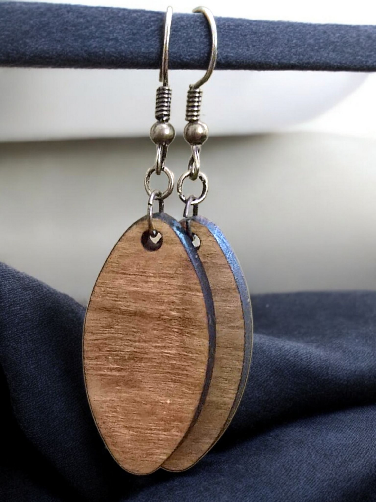 Handmade exotic wood earrings crafted by a veteran-owned small business.