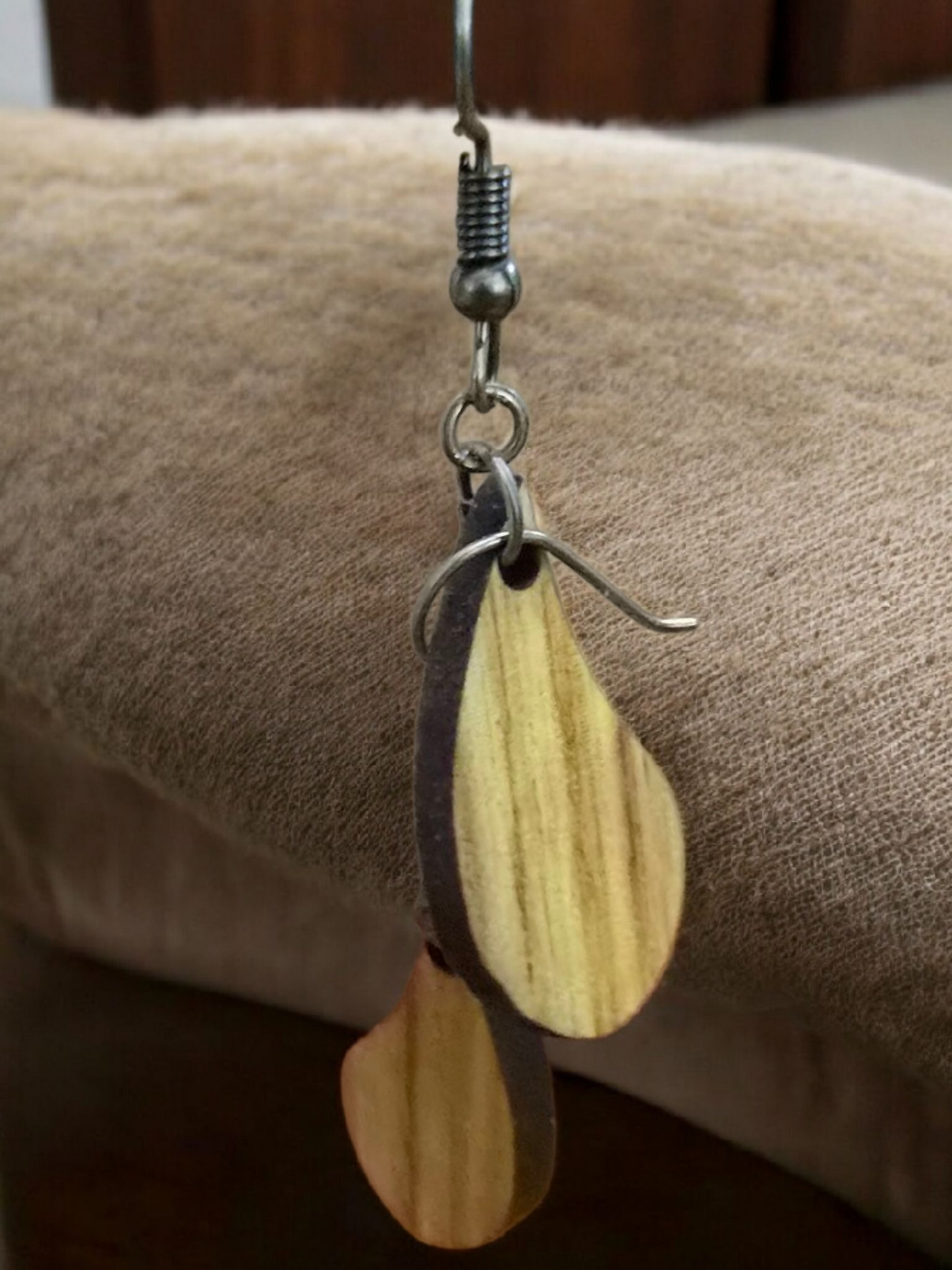 Handmade exotic wood earrings crafted by a veteran-owned small business.
